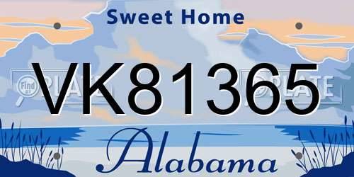 VK81365 Alabama License Plate