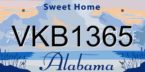 VKB1365 Alabama License Plate