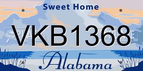 VKB1368 Alabama License Plate
