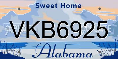 VKB6925 Alabama License Plate