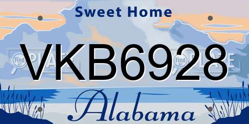 VKB6928 Alabama License Plate