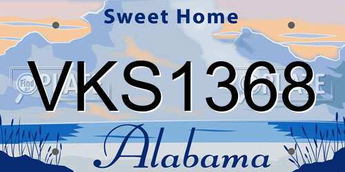 VKS1368 Alabama License Plate