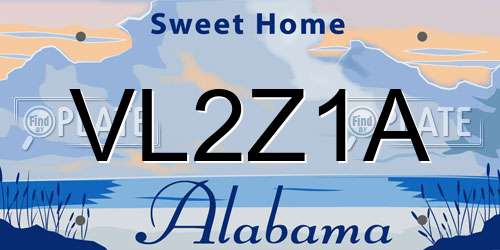 VL2Z1A Alabama License Plate