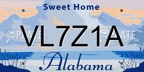 VL7Z1A Alabama License Plate