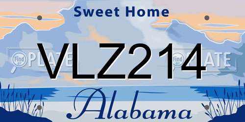 VLZ214 Alabama License Plate