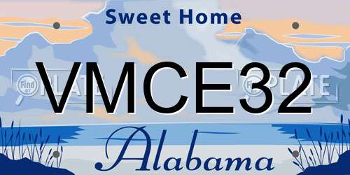 VMCE32 Alabama License Plate