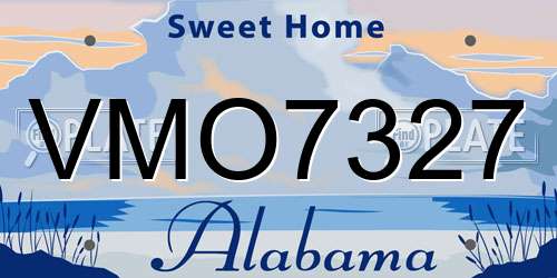 VMO7327 Alabama License Plate