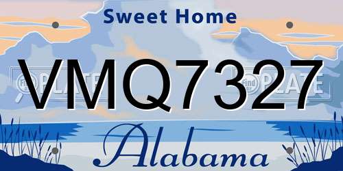 VMQ7327 Alabama License Plate