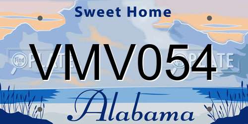 VMV054 Alabama License Plate