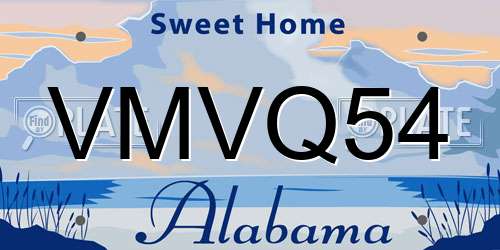 VMVQ54 Alabama License Plate