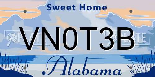 VN0T3B Alabama License Plate