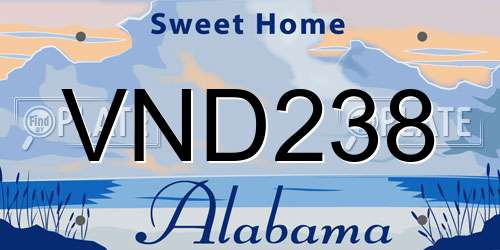 VND238 Alabama License Plate