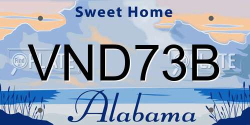 VND73B Alabama License Plate