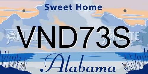 VND73S Alabama License Plate