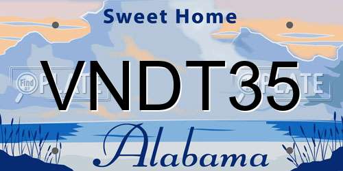 VNDT35 Alabama License Plate