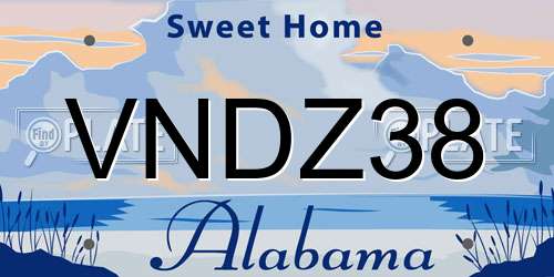VNDZ38 Alabama License Plate
