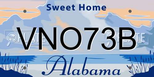 VNO73B Alabama License Plate
