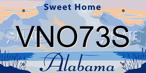 VNO73S Alabama License Plate