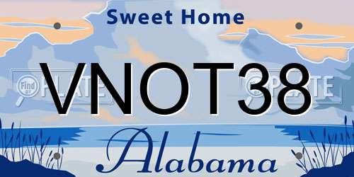 VNOT38 Alabama License Plate