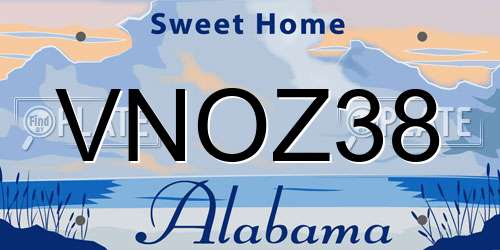 VNOZ38 Alabama License Plate