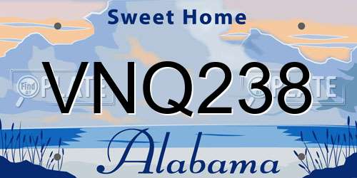 VNQ238 Alabama License Plate