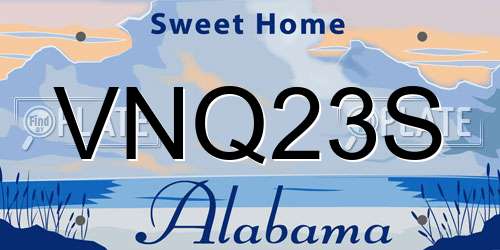 VNQ23S Alabama License Plate