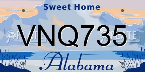 VNQ735 Alabama License Plate