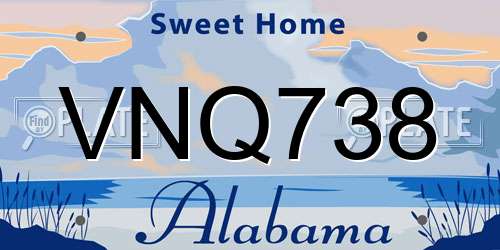 VNQ738 Alabama License Plate