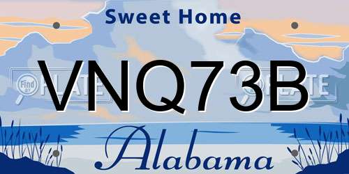 VNQ73B Alabama License Plate