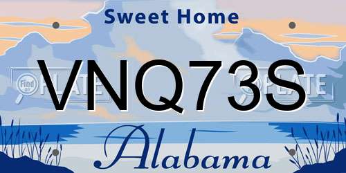 VNQ73S Alabama License Plate