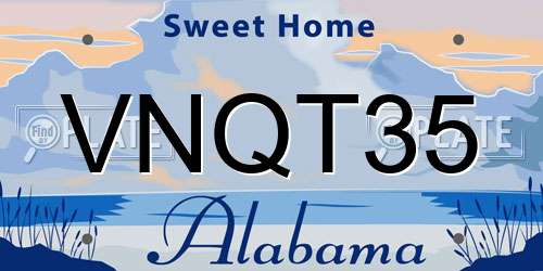 VNQT35 Alabama License Plate
