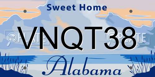 VNQT38 Alabama License Plate