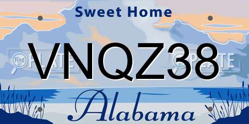 VNQZ38 Alabama License Plate