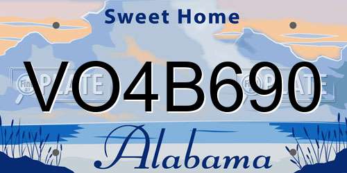 VO4B690 Alabama License Plate