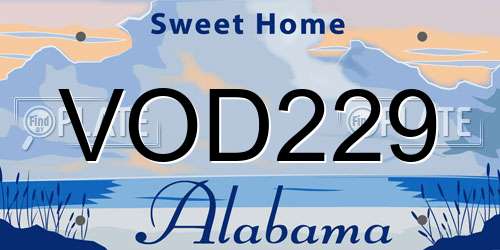 VOD229 Alabama License Plate