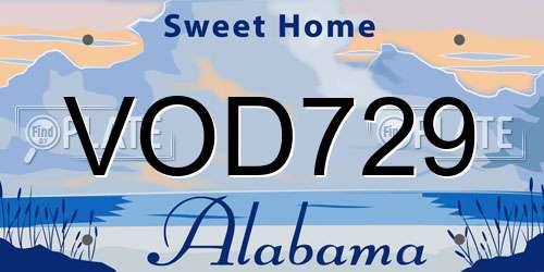 VOD729 Alabama License Plate