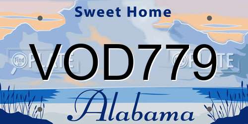 VOD779 Alabama License Plate