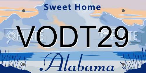 VODT29 Alabama License Plate