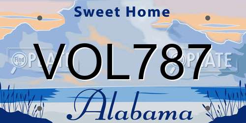 VOL787 Alabama License Plate