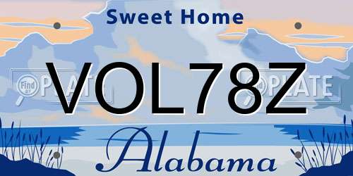 VOL78Z Alabama License Plate
