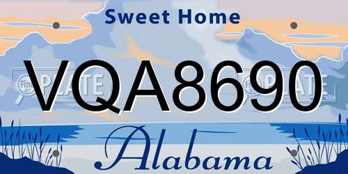 VQA8690 Alabama License Plate