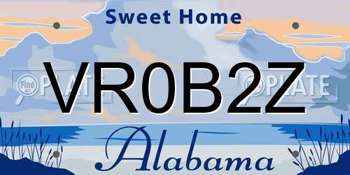 VR0B2Z Alabama License Plate