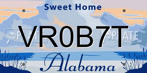 VR0B7T Alabama License Plate