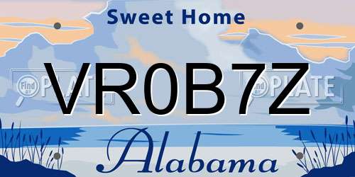 VR0B7Z Alabama License Plate
