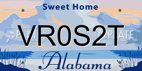 VR0S2T Alabama License Plate