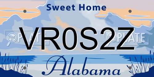 VR0S2Z Alabama License Plate
