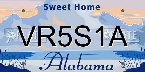 VR5S1A Alabama License Plate