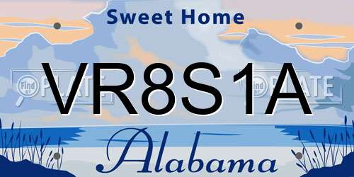 VR8S1A Alabama License Plate