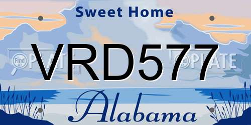 VRD577 Alabama License Plate