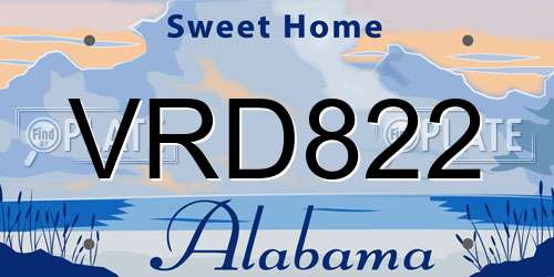 VRD822 Alabama License Plate